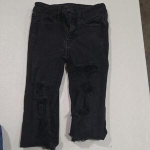 American Eagle Outfitters Black Distressed Cropped Jeans
